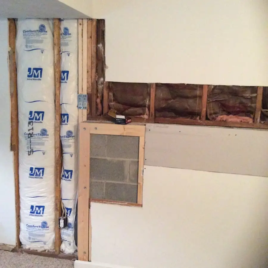 Wall insulation replacement during Basement Flood Cleanup in Oak Ridge